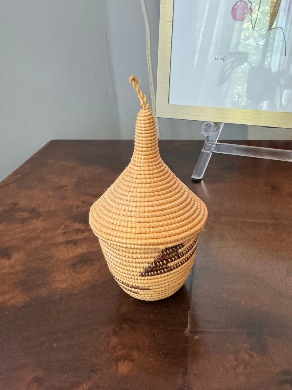 Small vintage handmade woven basket